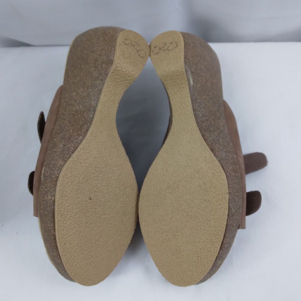 Sam & Libby Brookfield Slide Wedge Sandals Brown Leather Double Buckle Boho 8 - Picture 14 of 14